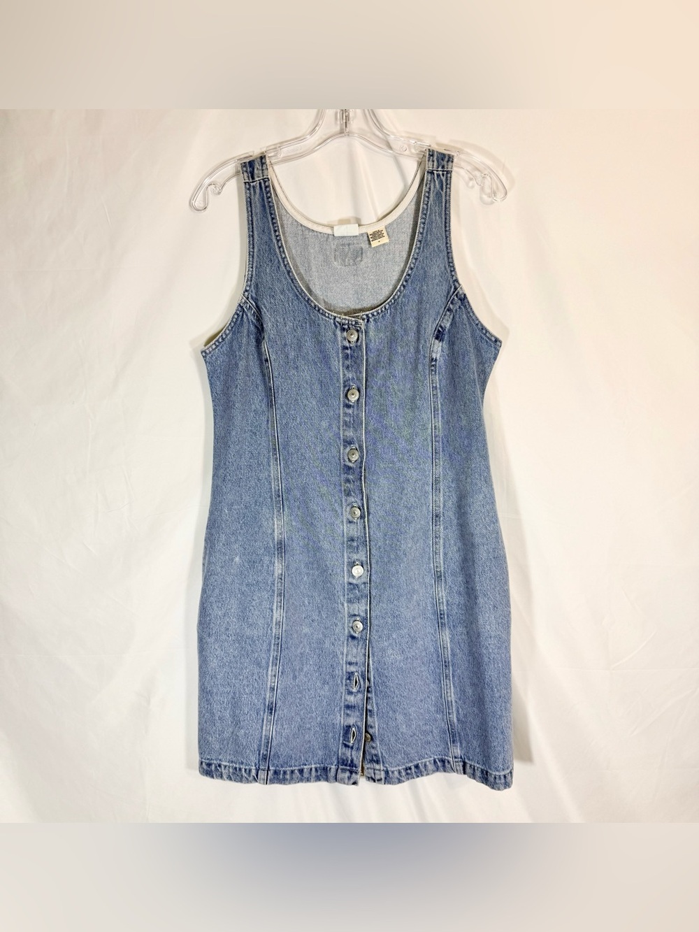 Levi's® Tuli Denim Sleeveless Mini Dress With 8 Front Button Closure Size Medium - Picture 3 of 16